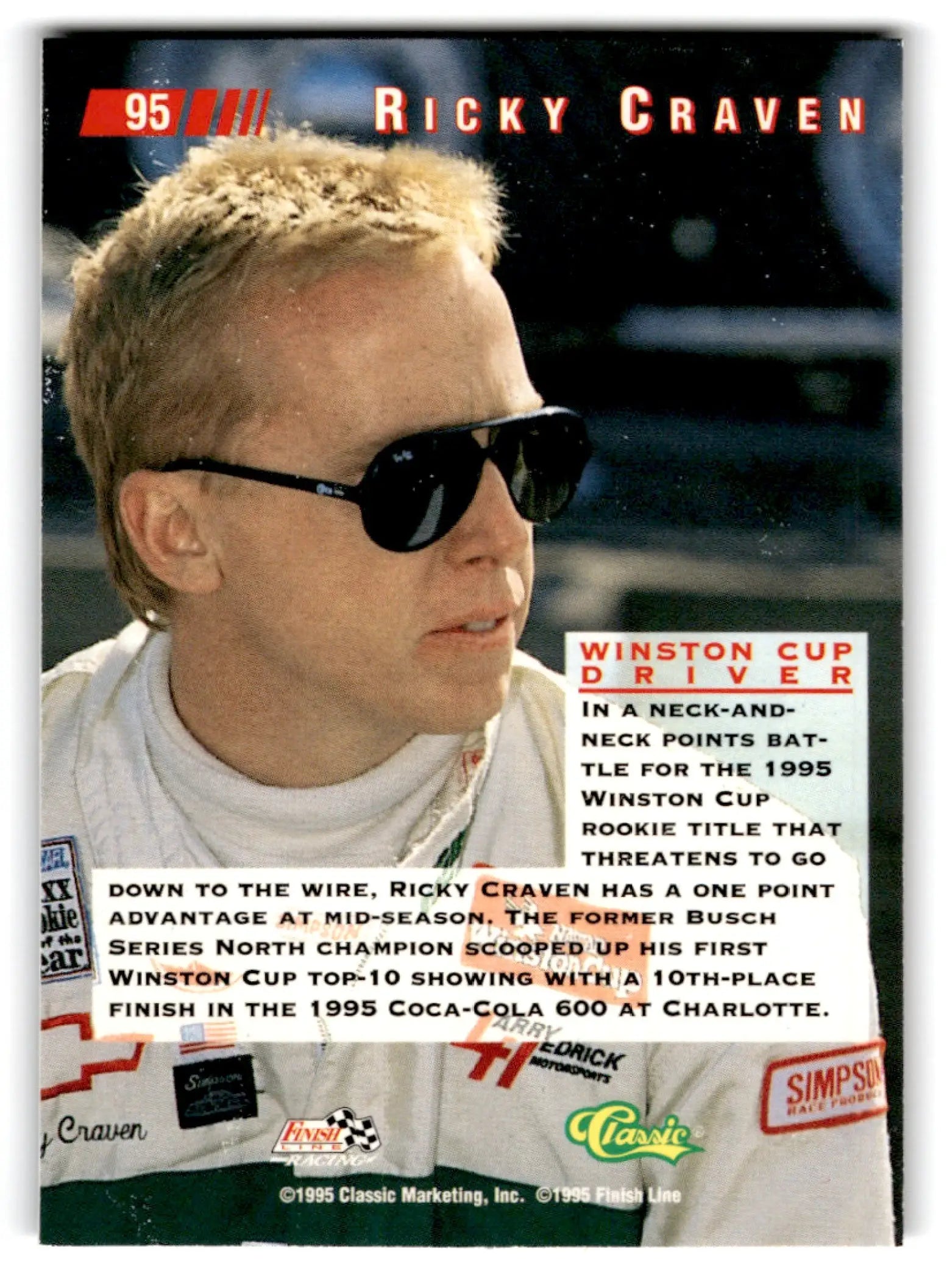 1995 Classic Racing Images Ricky Craven #95 - Unknown