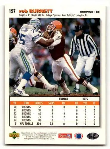 Rob Burnett Cleveland Browns football card 1995 Collector’s Choice original gloss quality
