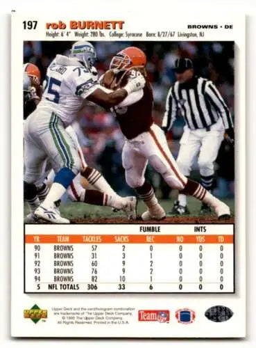 Rob Burnett Cleveland Browns football card 1995 Collector’s Choice original gloss