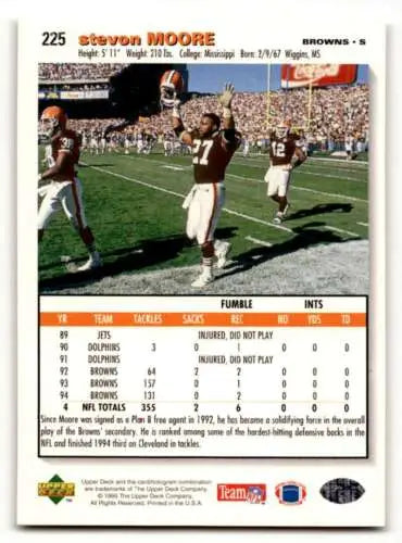 1995 Collector’s Choice Stevon Moore Cleveland Browns football card original gloss
