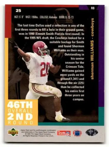 1995 Collector’s Choice Sherman Williams Dallas Cowboys Football trading card original gloss