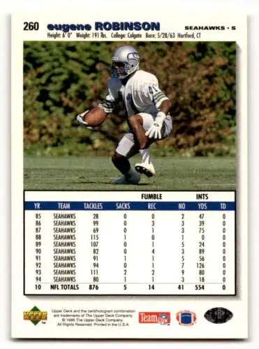 1995 Collector’s Choice #260 Eugene Robinson Seattle Seahawks Football Card Original Gloss