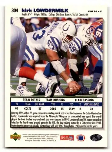 1995 Collector’s Choice #304 Kirk Lowdermilk Indianapolis Colts original gloss football card