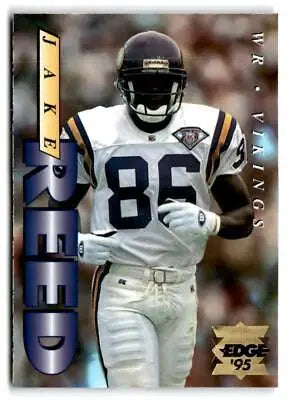 Jake Reed football card from 1995 Collector’s Edge featuring Reed Gold logo design