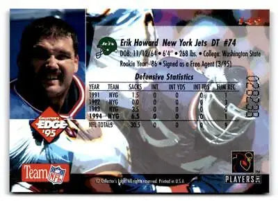 Erik Howard football card from 1995 Collector’s Edge Gold Logo series