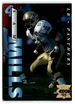 Sam Mills football card from 1995 Collector’s Edge featuring the Mills Gold logo
