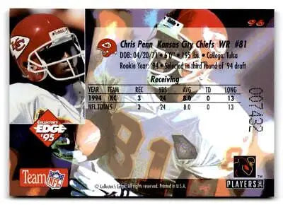 Chris Penn football card from 1995 Collector’s Edge featuring the Penn Gold logo