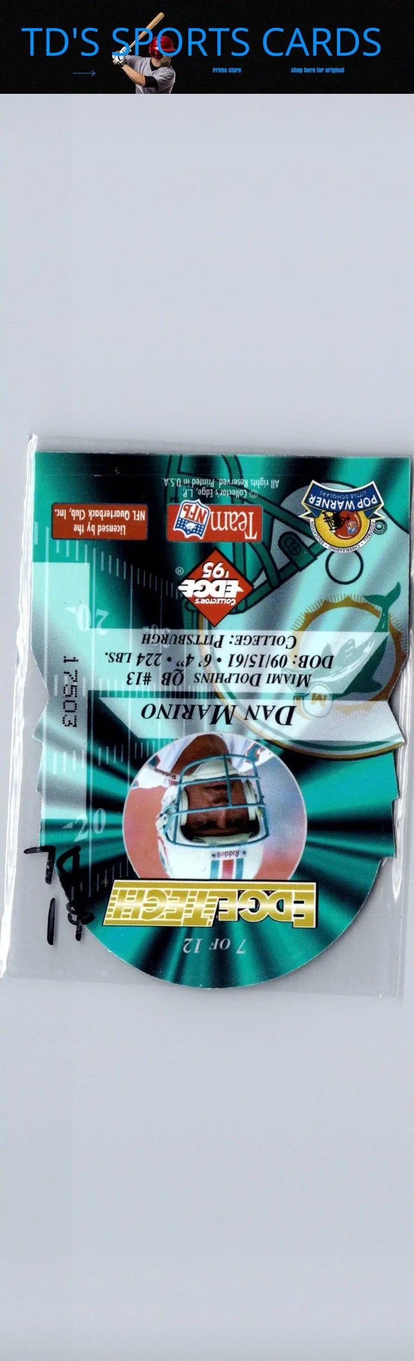 Dan Marino football card from 1995 Collector’s Edge Instant Replay Edgetech Die Cuts