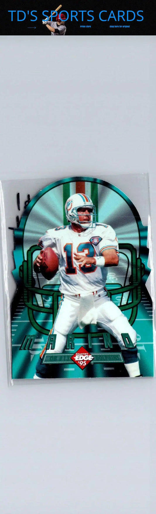Miami Dolphins football card featuring Dan Marino from 1995 Collector’s Edge Instant Replay Edgetech