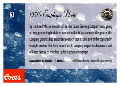 Original gloss employee photo of Simply Sandoval from 1995 Coors #61 near mint ID64906