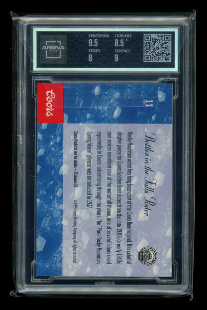 Vintage Coors advertisement on graded trading card from Falls Poster Arena Club 8.5