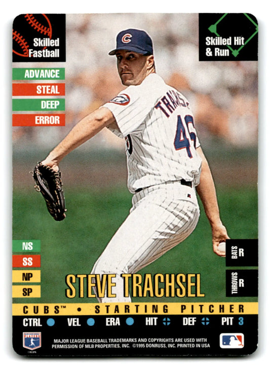 Collectible baseball card of pitcher Steve Trachsel from 1995 Donruss Baseball NNO Chicago Cubs