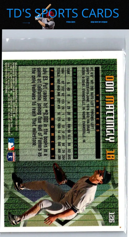 1995 Finest Don Mattingly baseball card displayed in product 126