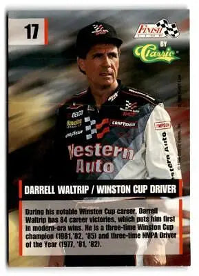 Darrell Waltrip trading card from 1995 Finish Line collection showcasing NASCAR legend