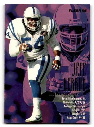 1995 Fleer #166 Jeff Herrod Indianapolis Colts Football Card with original gloss quality