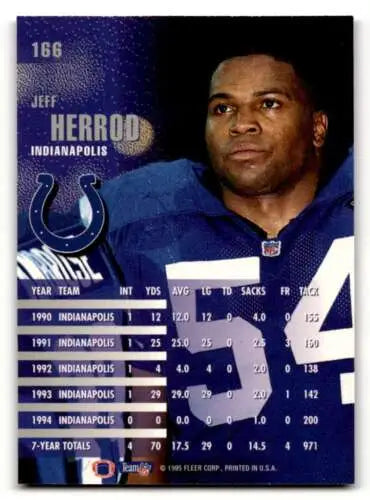 Original gloss 1995 Fleer #166 Jeff Herrod Indianapolis Colts football card NM Nea