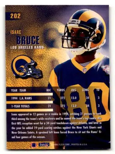 1995 Fleer #202 Isaac Bruce St. Louis Rams Football Card with original gloss finish