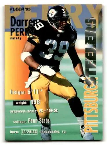 1995 Fleer #322 Darren Perry Pittsburgh Steelers Football Card with original gloss finish