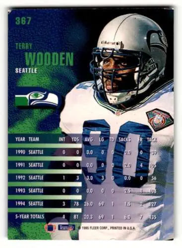 Terry Wooden Seattle Seahawks football card with original gloss from 1995 Fleer