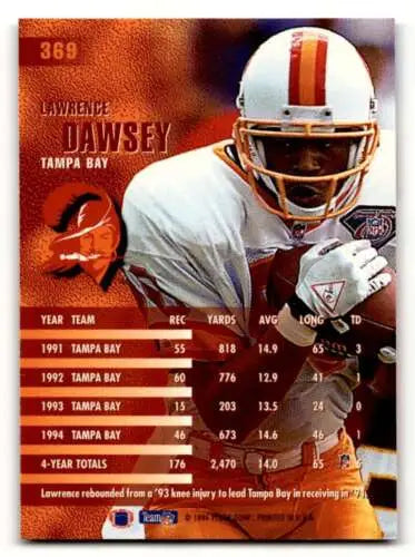 Original gloss Lawrence Dawsey Tampa Bay Buccaneers football card 1995 Fleer #369