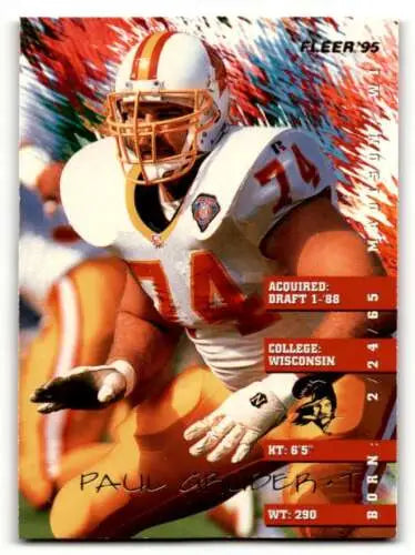 Original gloss 1995 Fleer #374 Paul Gruber Tampa Bay Buccaneers football card NM