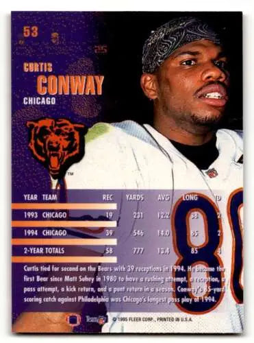 1995 Fleer #53 Curtis Conway Chicago Bears Football Card with original gloss finish