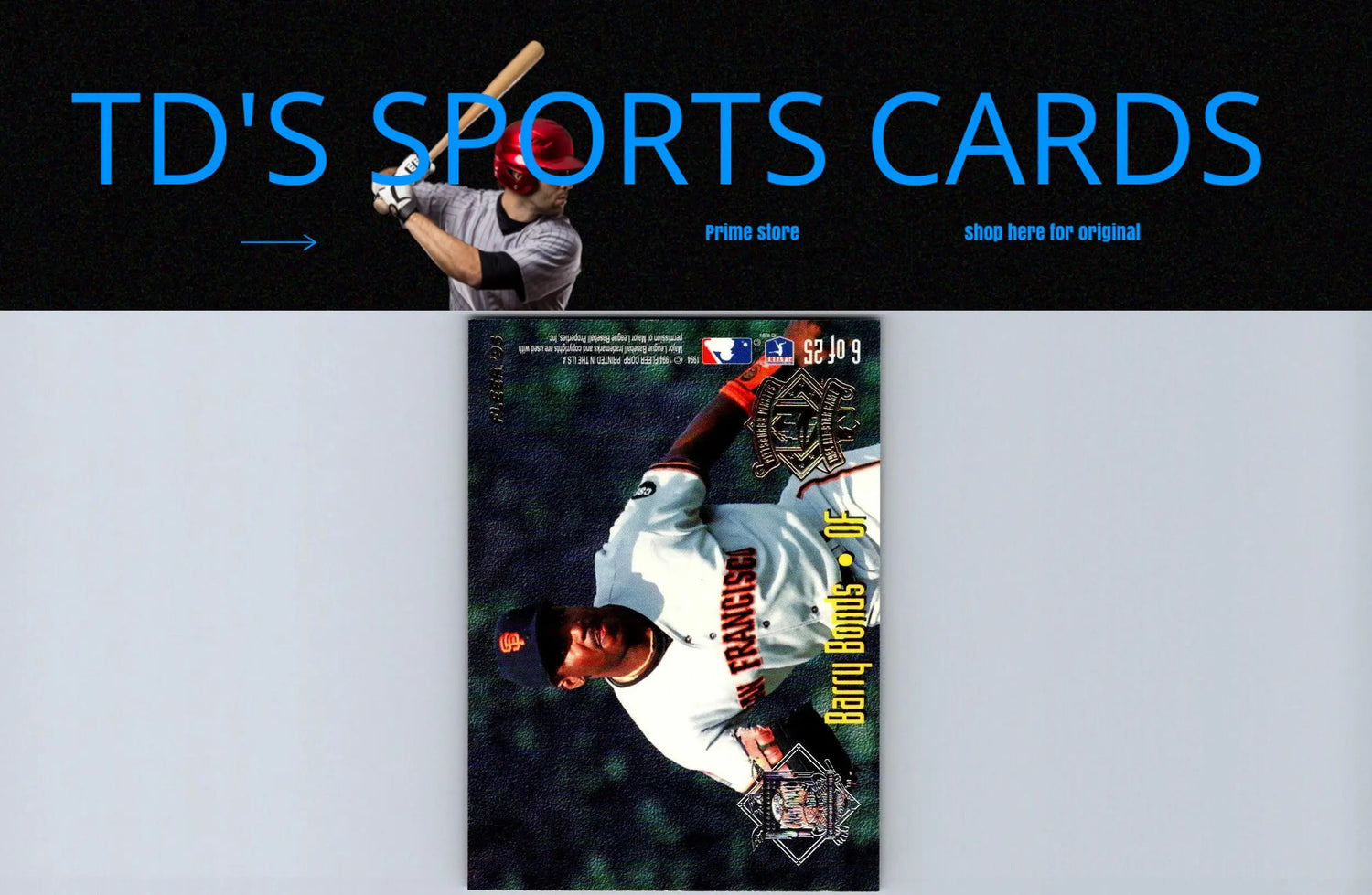 Barry Bonds baseball card from 1995 Fleer Joe Carter / Barry Bonds All-Stars trading cards