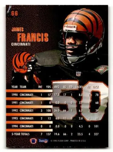 James Francis Cincinnati Bengals football card with original gloss from 1995 Fleer