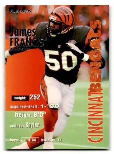 Original gloss James Francis Cincinnati Bengals football card 1995 Fleer #66 NM