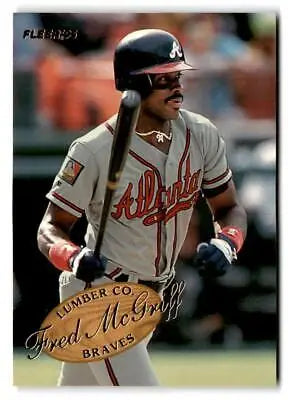 Fred McGriff with bat in 1995 Fleer Lumber Company baseball card image