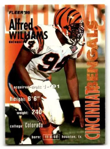 Alfred Williams Cincinnati Bengals football card with original gloss from 1995 Fleer