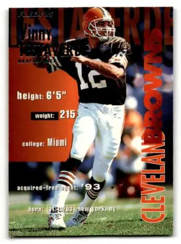 Vinny Testaverde Cleveland Browns football card featuring original gloss finish