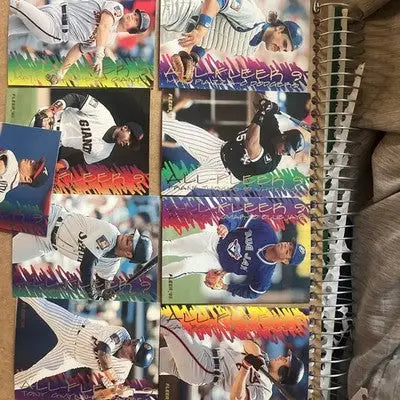 Baseball card collection featuring 1995 Fleer Complete Insert Set with Griffey Thomas Gwynn Piazza