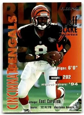 1995 Fleer Jeff Blake Cincinnati Bengals #63 football card text-align center 30px 30px