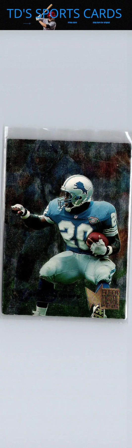 Football trading card featuring Barry Sanders from Fleer Metal 1995 Fleer Metal #66