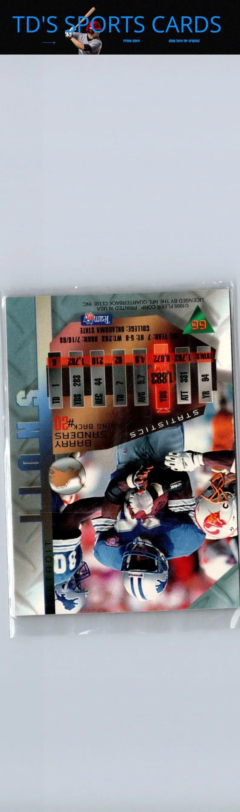 Sealed pack of 1996 Scoreboard Dynamic Sports football cards featuring Barry Sanders Fleer Metal