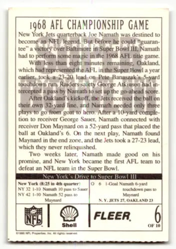 1995 Fleer Shell football card featuring the AFL Championship Game, original gloss quality