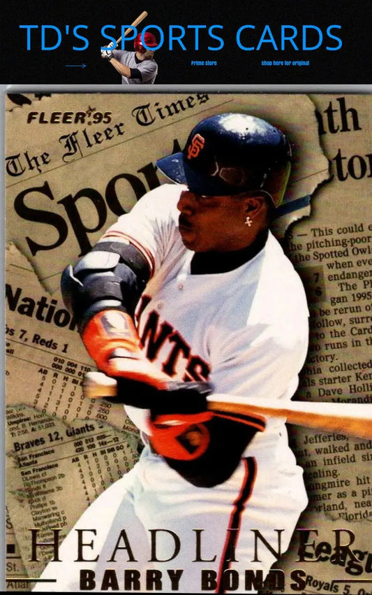 Barry Bonds baseball card from 1995 Fleer Update #3 Barry Bonds Headliners set