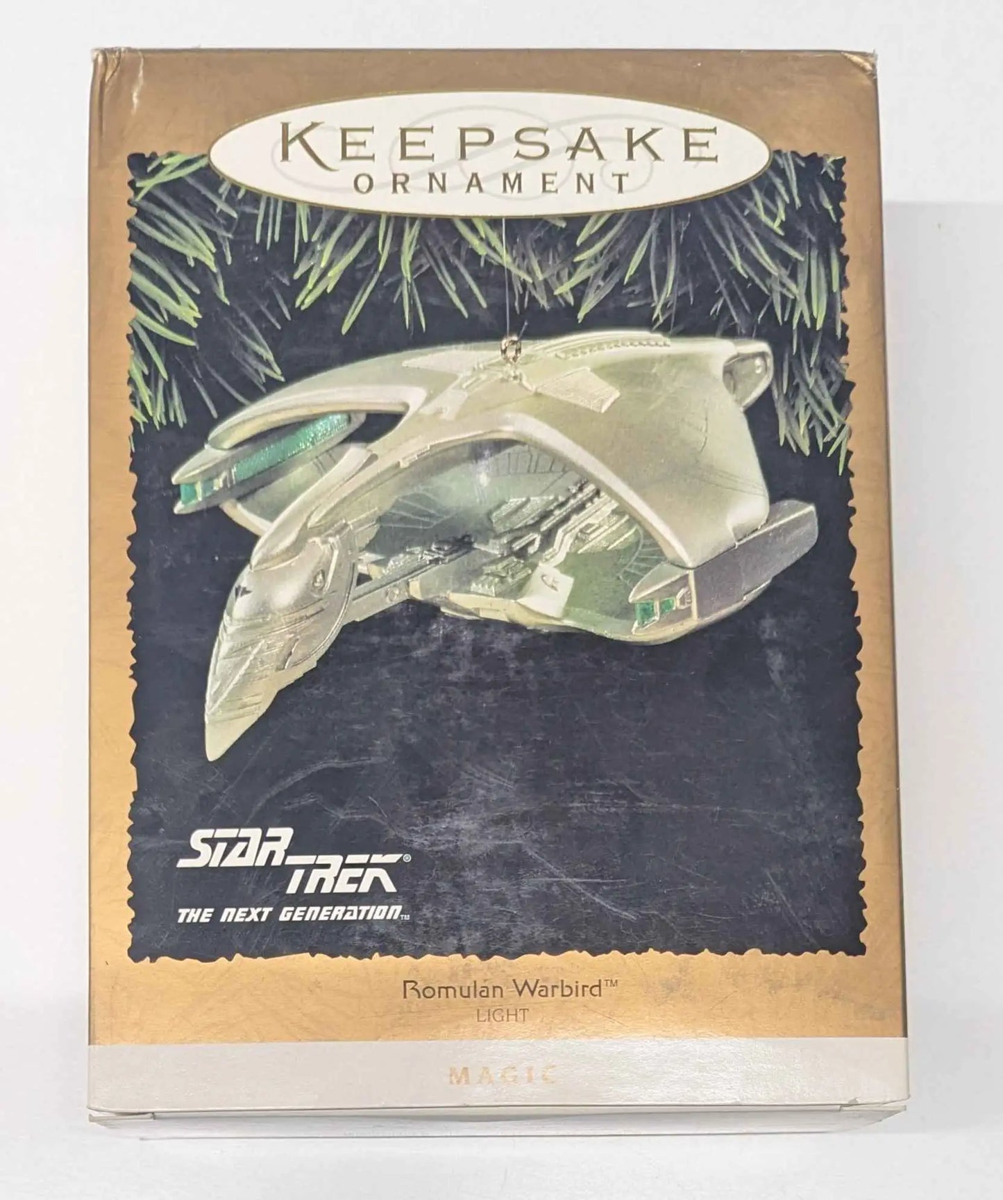 Packaged Star Trek Keepsake Ornament featuring Romulan Warbird with light display