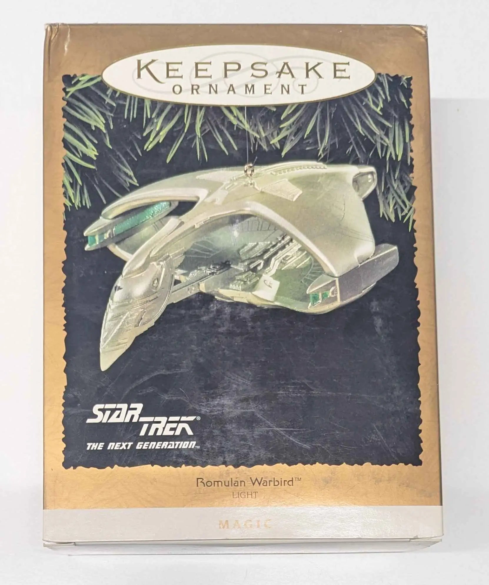 Packaged Star Trek Keepsake Ornament featuring Romulan Warbird with light display