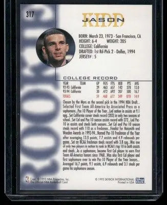 1995 NBA Hoops Jason Kidd #317 Basketball - Basketball Card