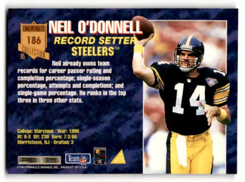 1995 Pinnacle Club Collection #186 Neil O’Donnell football card with original gloss