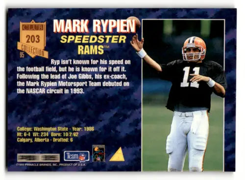 1995 Pinnacle Club Collection #203 Mark Rypien football card with original gloss NM