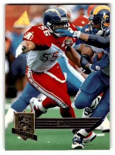 Football trading card of Junior Seau from 1995 Pinnacle Club Collection with original gloss
