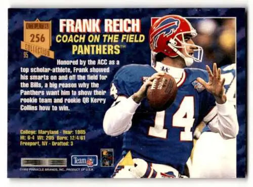Frank Reich Carolina Panthers card from 1995 Pinnacle Club Collection with original gloss