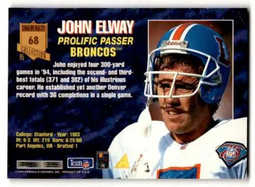 1995 Pinnacle Club Collection #68 John Elway Denver Broncos football card original gloss