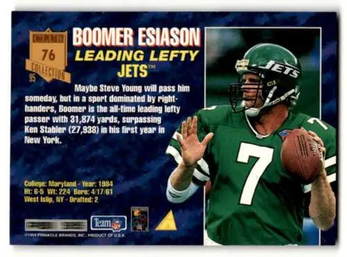 1995 Pinnacle Club Collection #76 Boomer Esiason New York Jets football card original gloss