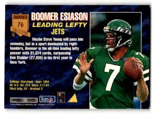 1995 Pinnacle Club Collection Boomer Esiason football card with original gloss finish