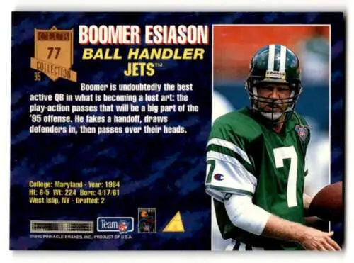 1995 Pinnacle Club Collection #77 Boomer Esiason football card with original gloss