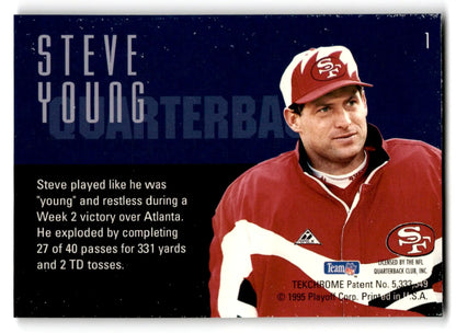 1995 Playoff Contenders Football Steve Young Tekchrome card displayed in product listing